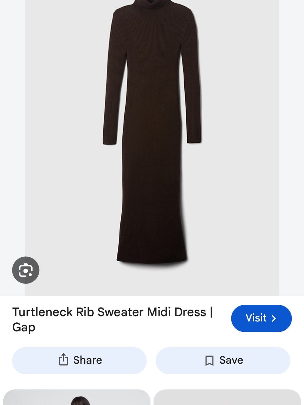 GAP Ribbed Turtleneck Midi Dress - Dark Brown